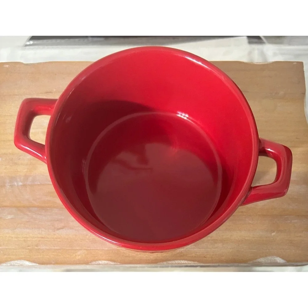 Pioneer Woman Fiona Floral Mini Casserole Dish w/Lid Red 14.4 oz Stoneware